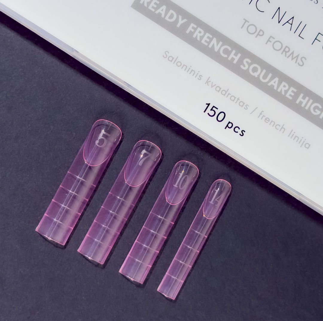 Dual forms til negleforlengelse „TOP FORMS READY FRENCH SQUARE HIGH ARCH” 150 stk